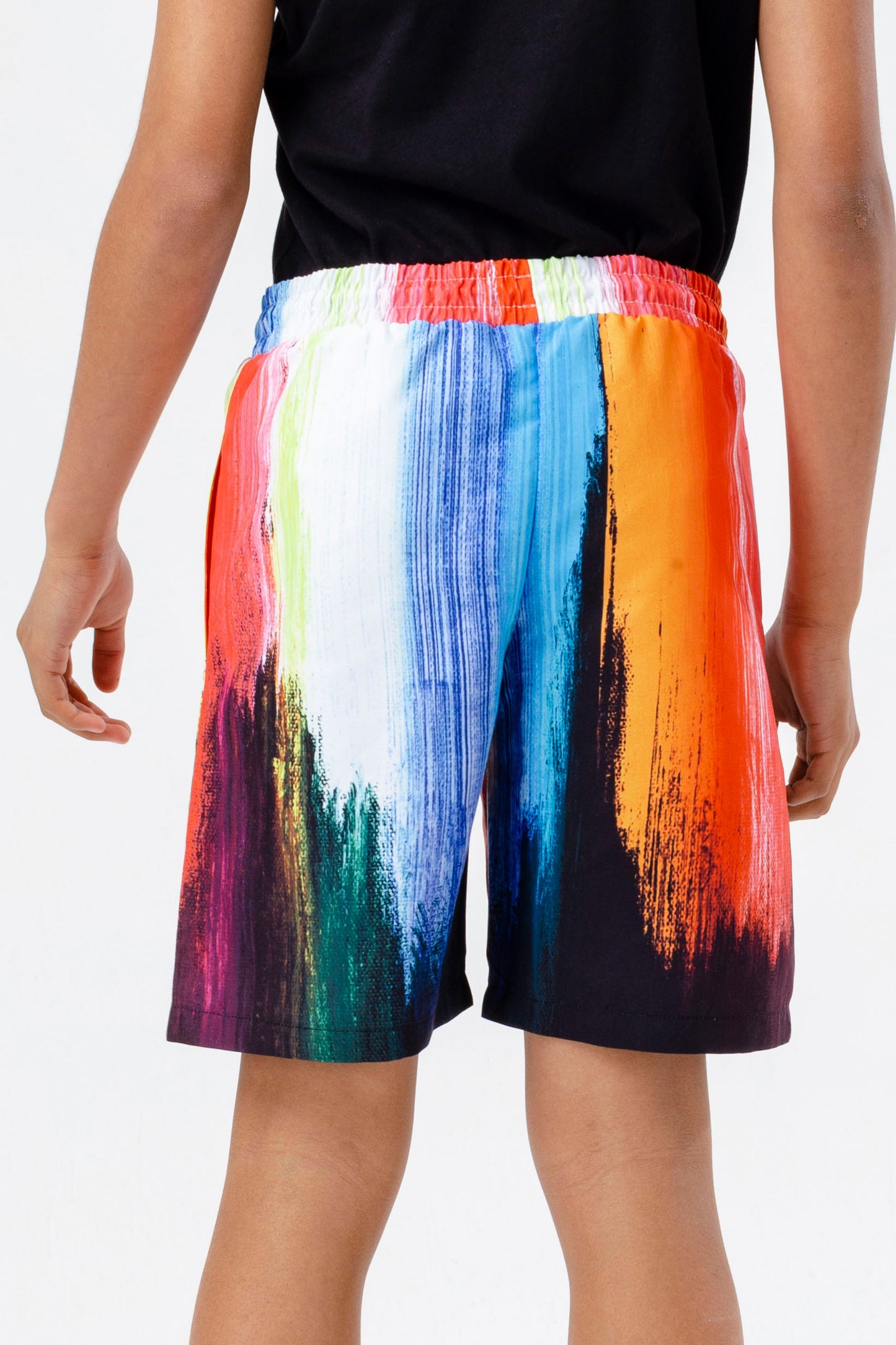 Hype Boys Multi Paint Drip Black Swim Shorts