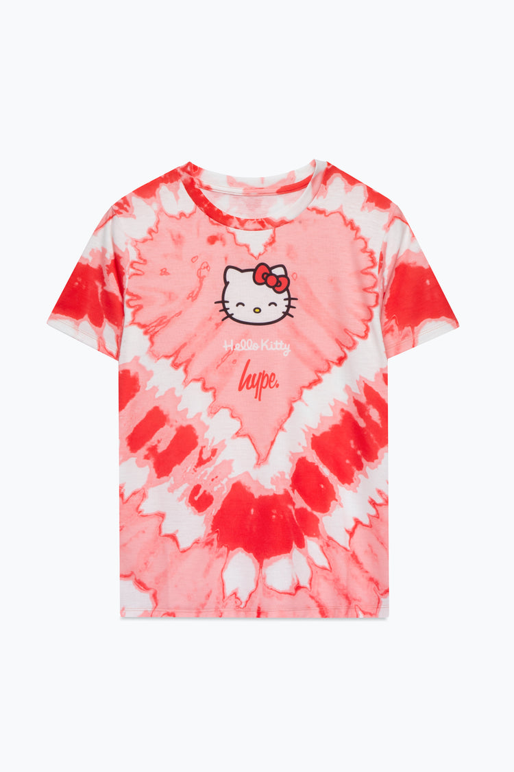 HYPE X HELLO KITTY GIRLS HEART TIE DYE T-SHIRT