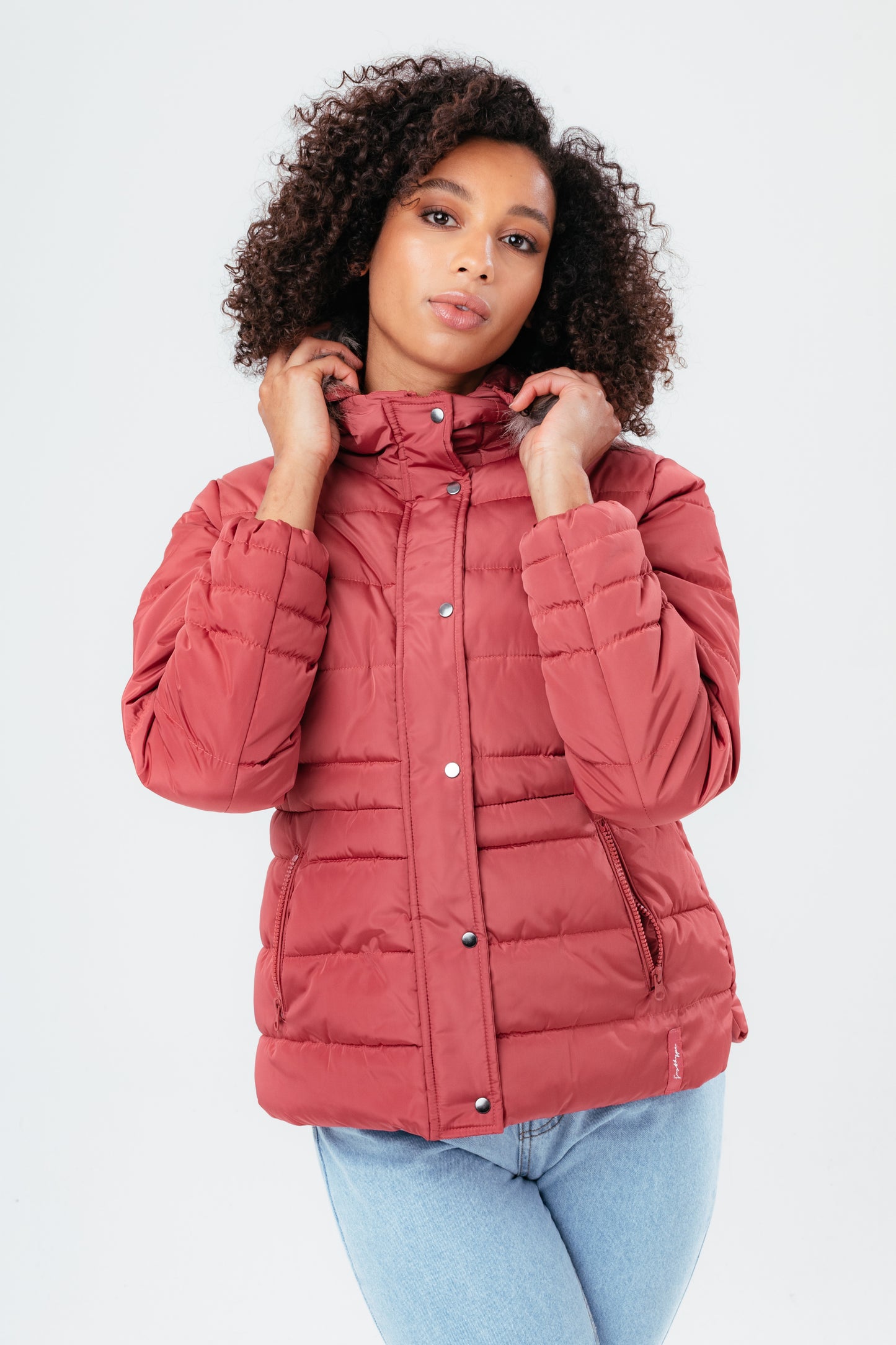 Hype Rosy Short Length Women'S Padded Coat With Fur