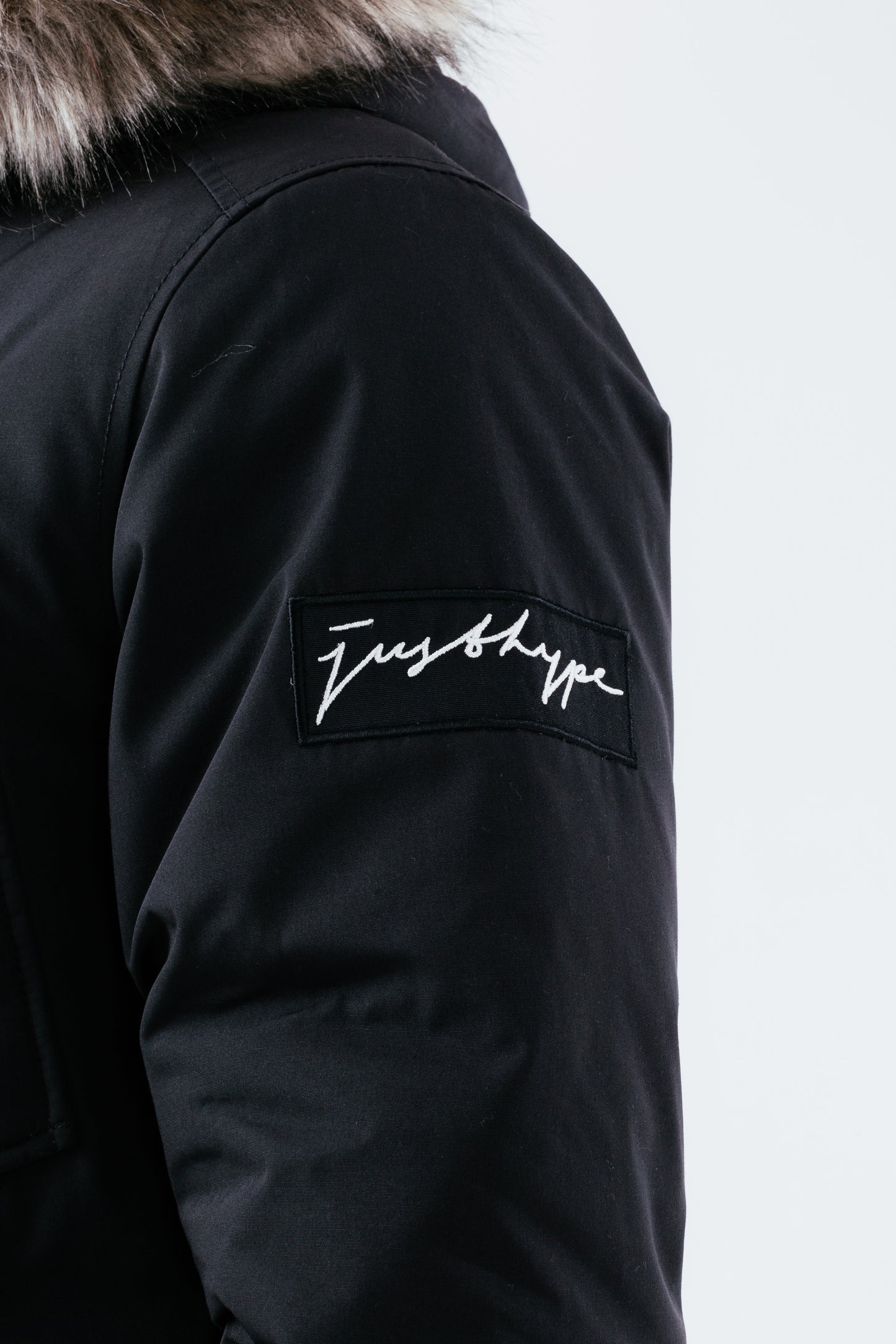 Hype Black Luxe Longline Men'S Parka Jacket