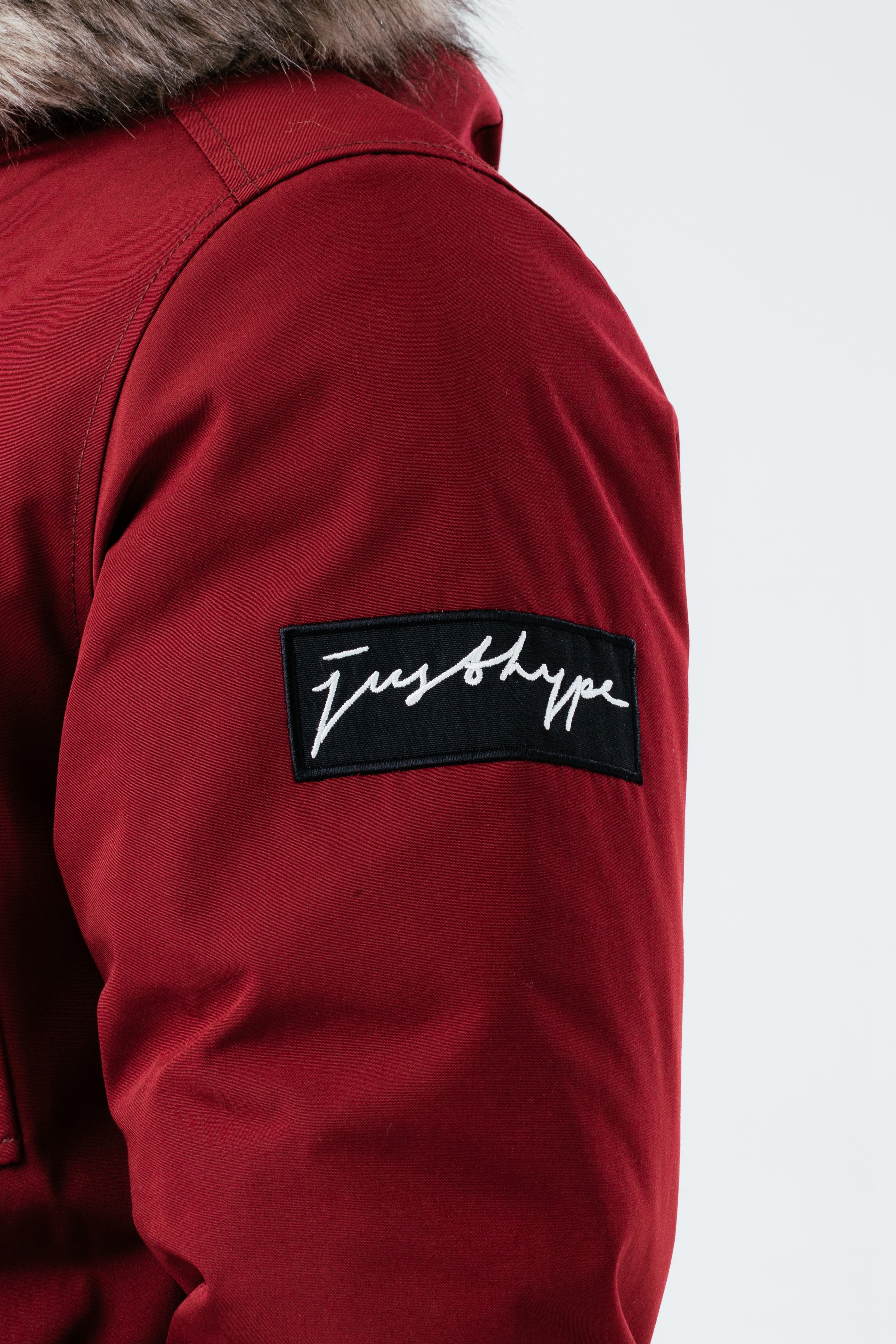 Hype Burgundy Luxe Longline Men S Parka Jacket Hype