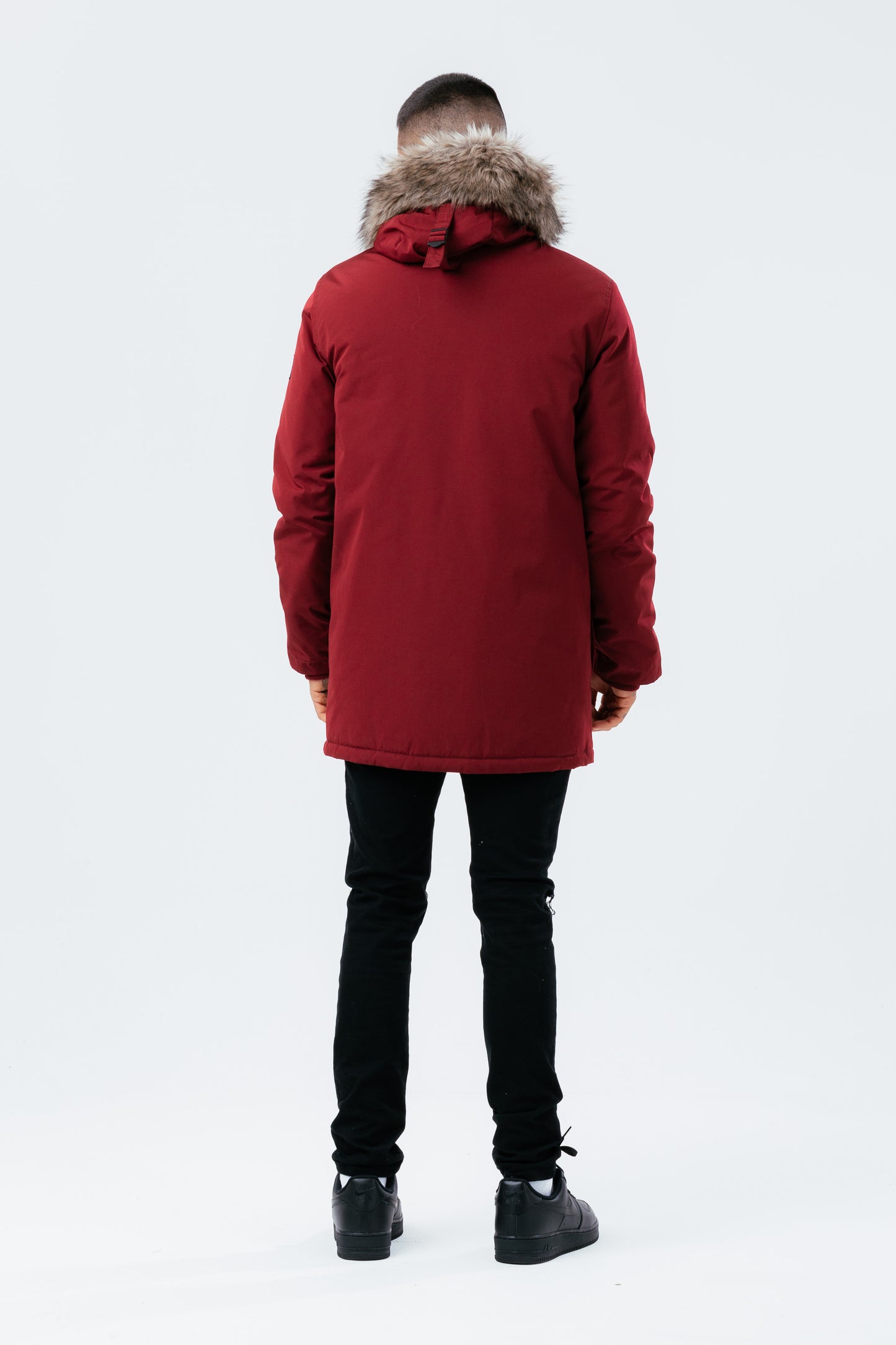 Hype Burgundy Luxe Longline Men'S Parka Jacket