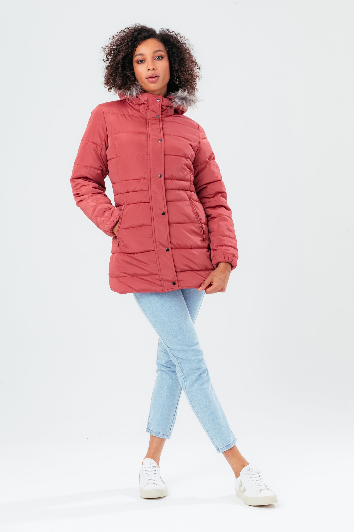 HYPE ROSY MID LENGTH WOMEN'S PADDED COAT WITH FUR | Hype.