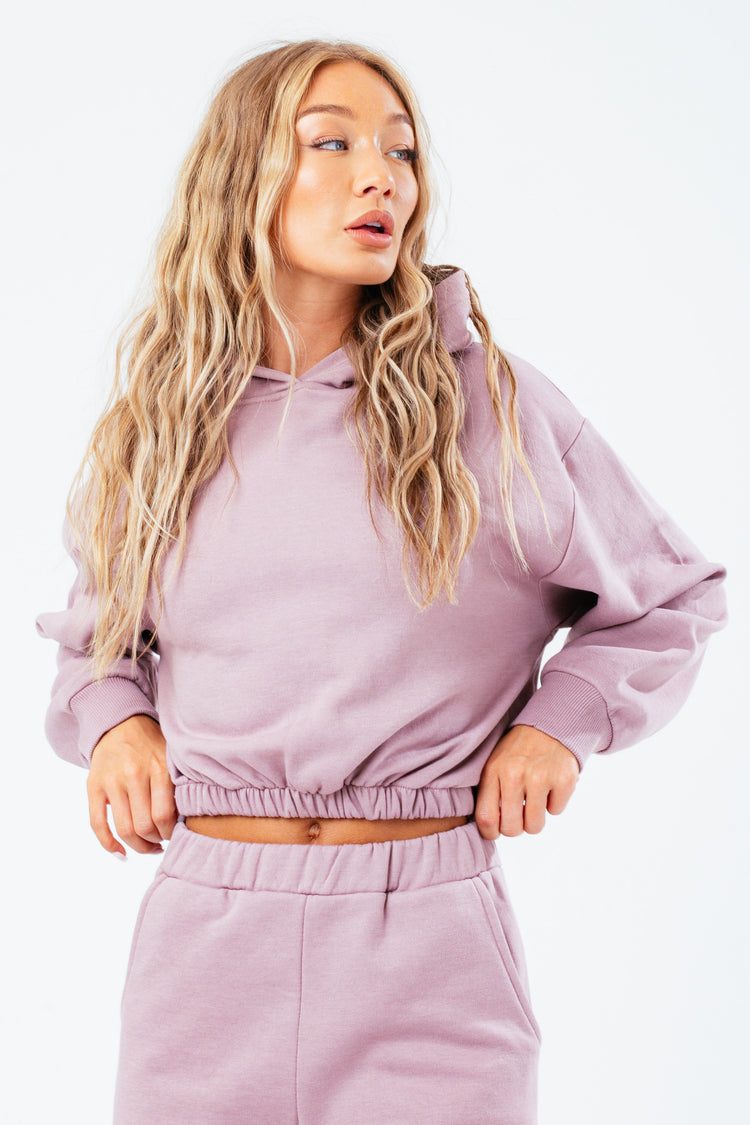 HYPE BLUSH WOMEN'S CROPPED PULLOVER HOODIE