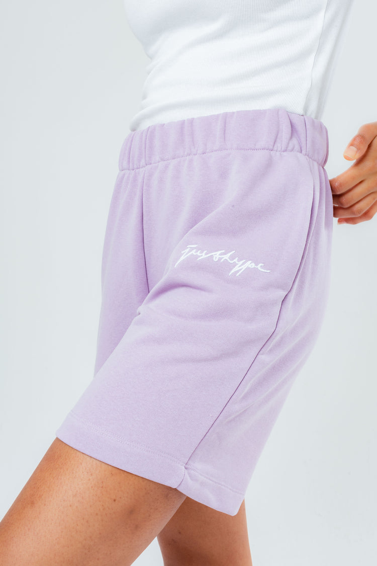 HYPE WOMENS LILAC REVERSE LOOP BACK SHORTS