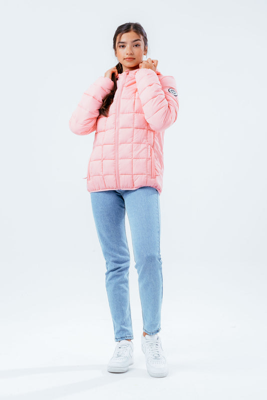 HYPE PALE PINK BAFFLED GIRLS CASUAL JACKET