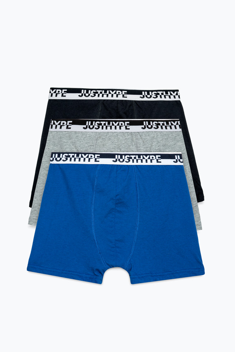 HYPE BOYS NAVY GREY BLUE 3 PACK BOXERS
