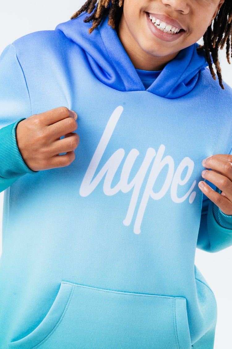 HYPE BLUE & GREEN FADE KIDS PULLOVER HOODIE