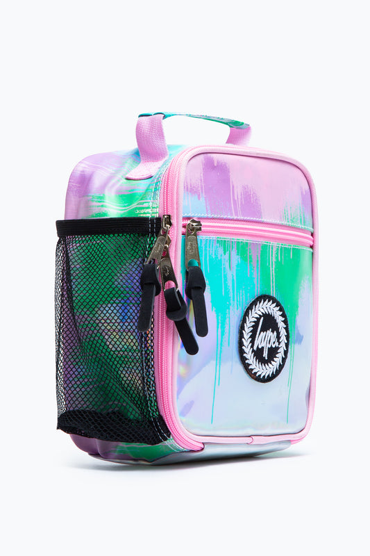 HYPE PINK & TEAL DRIP HOLOGRAPHIC LUNCHBOX