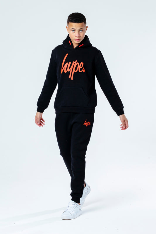 HYPE BLACK WITH RED SCRIPT KIDS TRACKSUIT