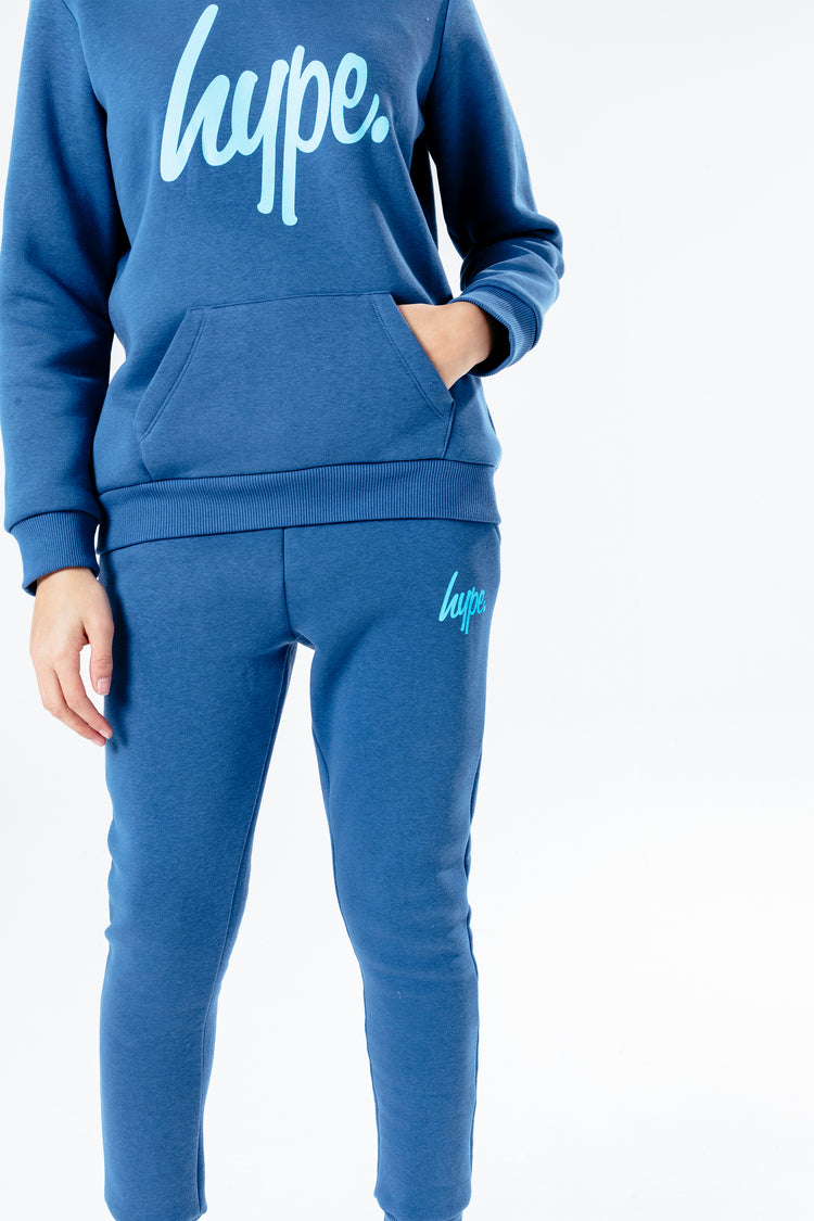 Hype Royal With Blue Script Kids Hoodie & Jogger Set