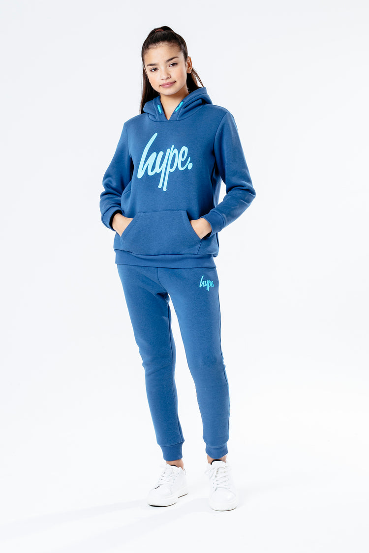 Hype Royal With Blue Script Kids Hoodie & Jogger Set