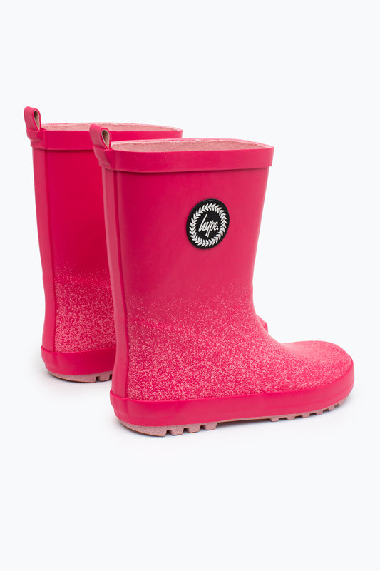 HYPE KIDS UNISEX PINK SPECKLE FADE WELLIES