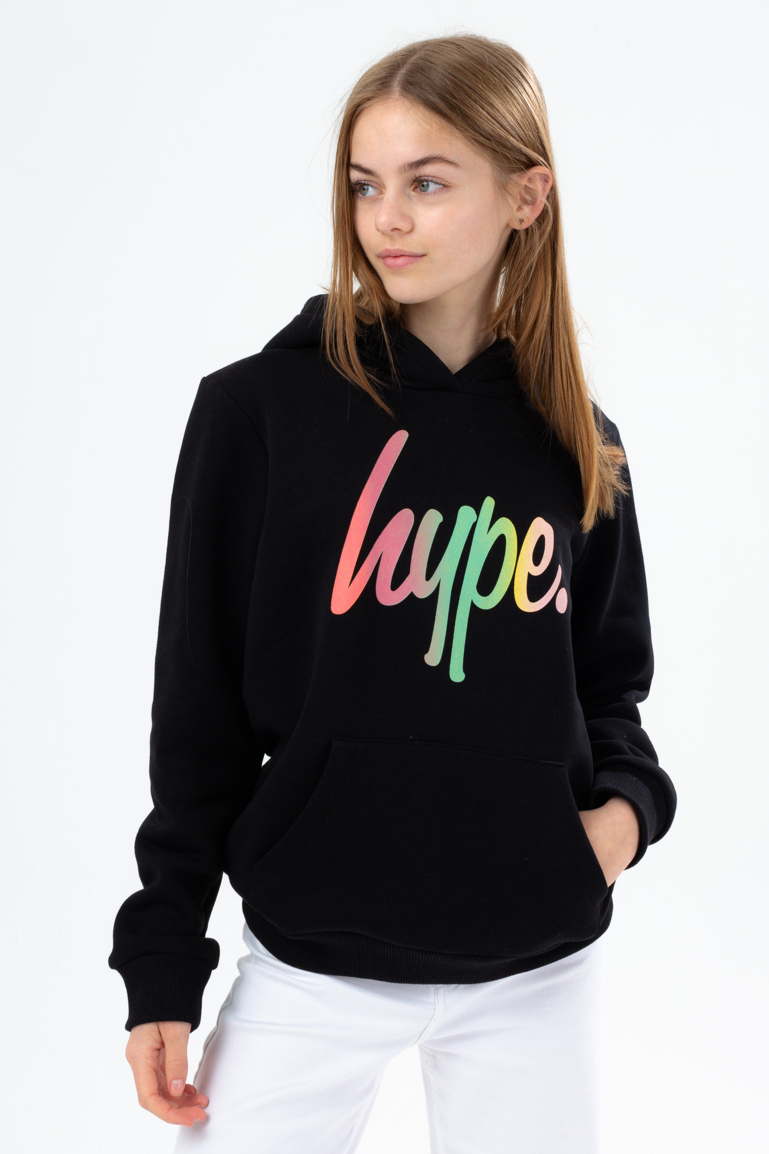 HYPE GIRLS PASTEL RAINBOW SCRIPT HOODIE | Hype.