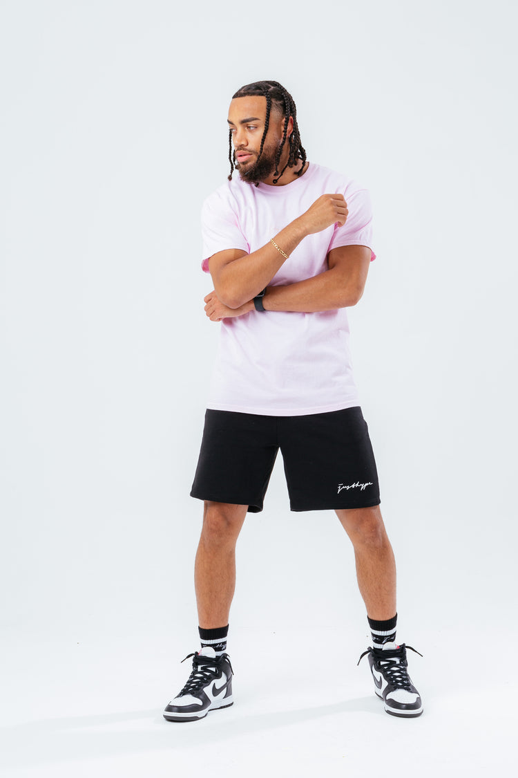 HYPE PALE PINK SCRIBBLE LOGO EMBROIDERY MEN'S T-SHIRT