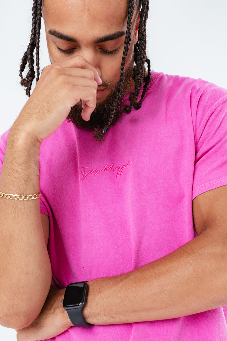 HYPE PINK SCRIBBLE LOGO EMBROIDERY MEN'S T-SHIRT