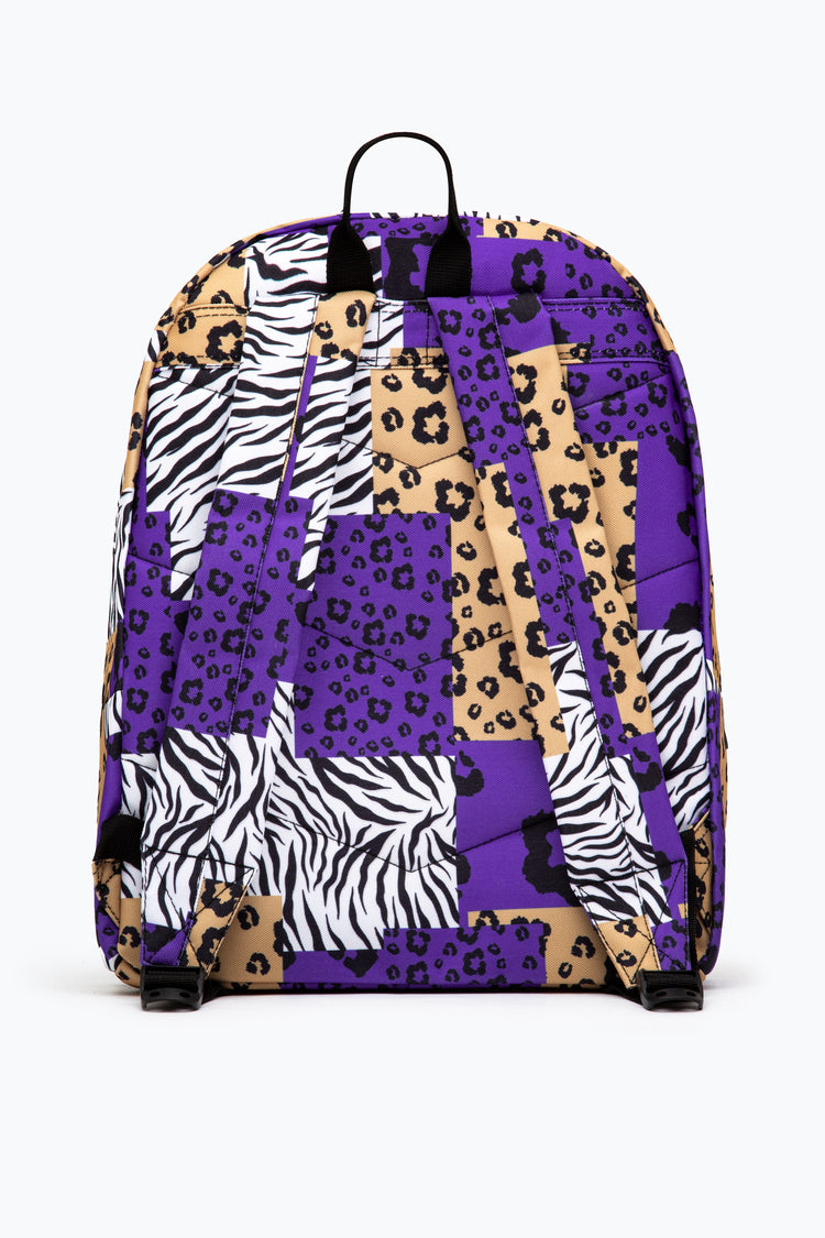 HYPE TAN & PURPLE ANIMAL PATCH BACKPACK