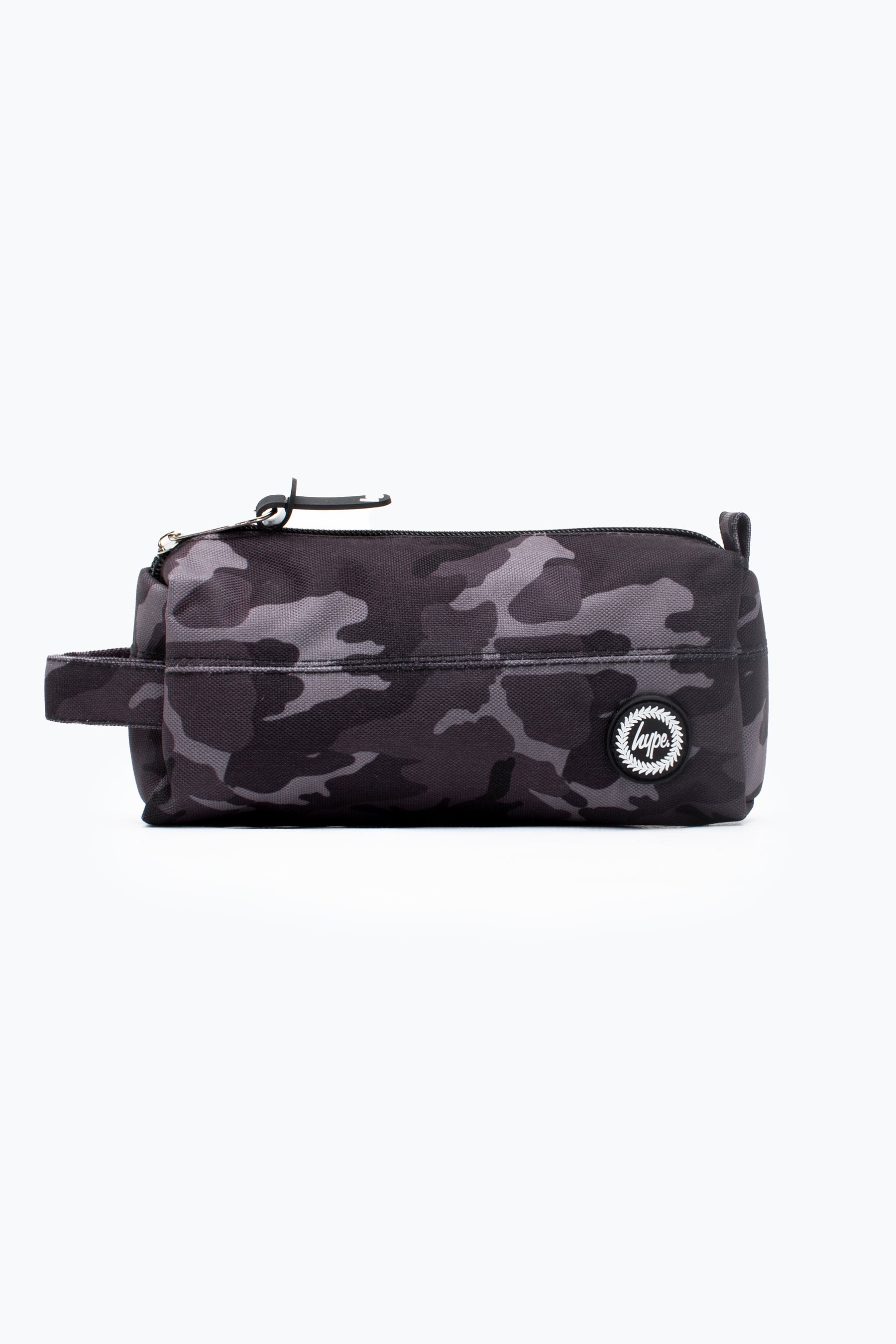 Hype Mono Camo Grey and Black Pencil Case Front Side