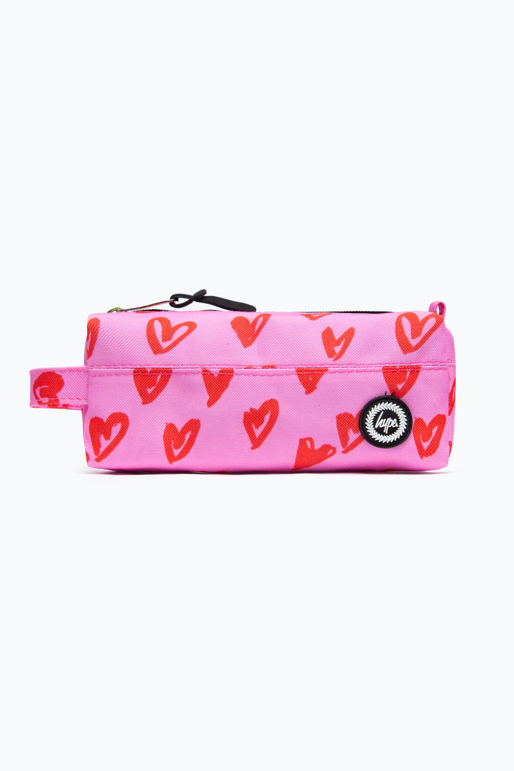 HYPE PINK & RED HEARTS PENCIL CASE
