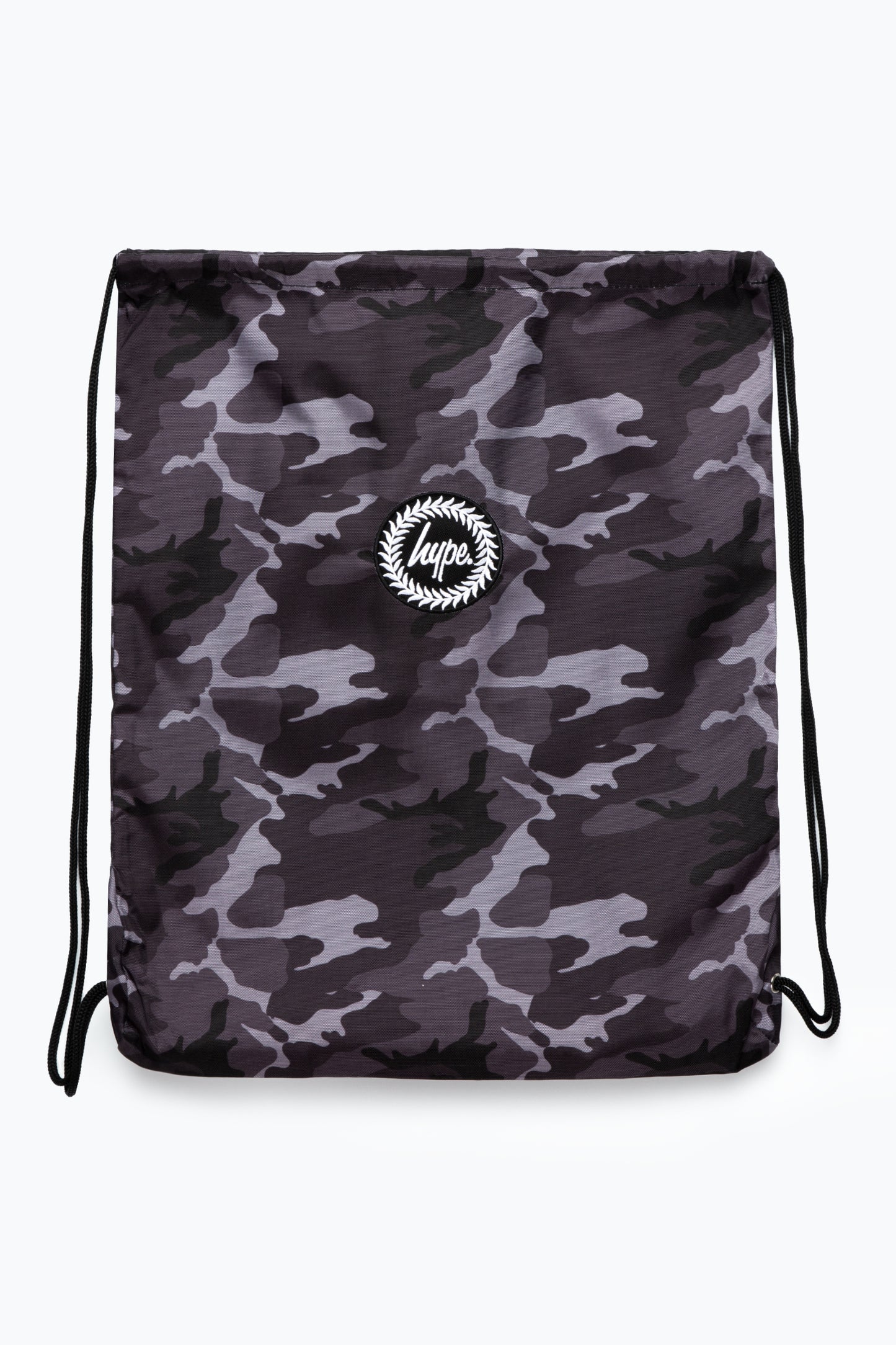 Hype Black & Grey Mono Camo Drawstring Bag