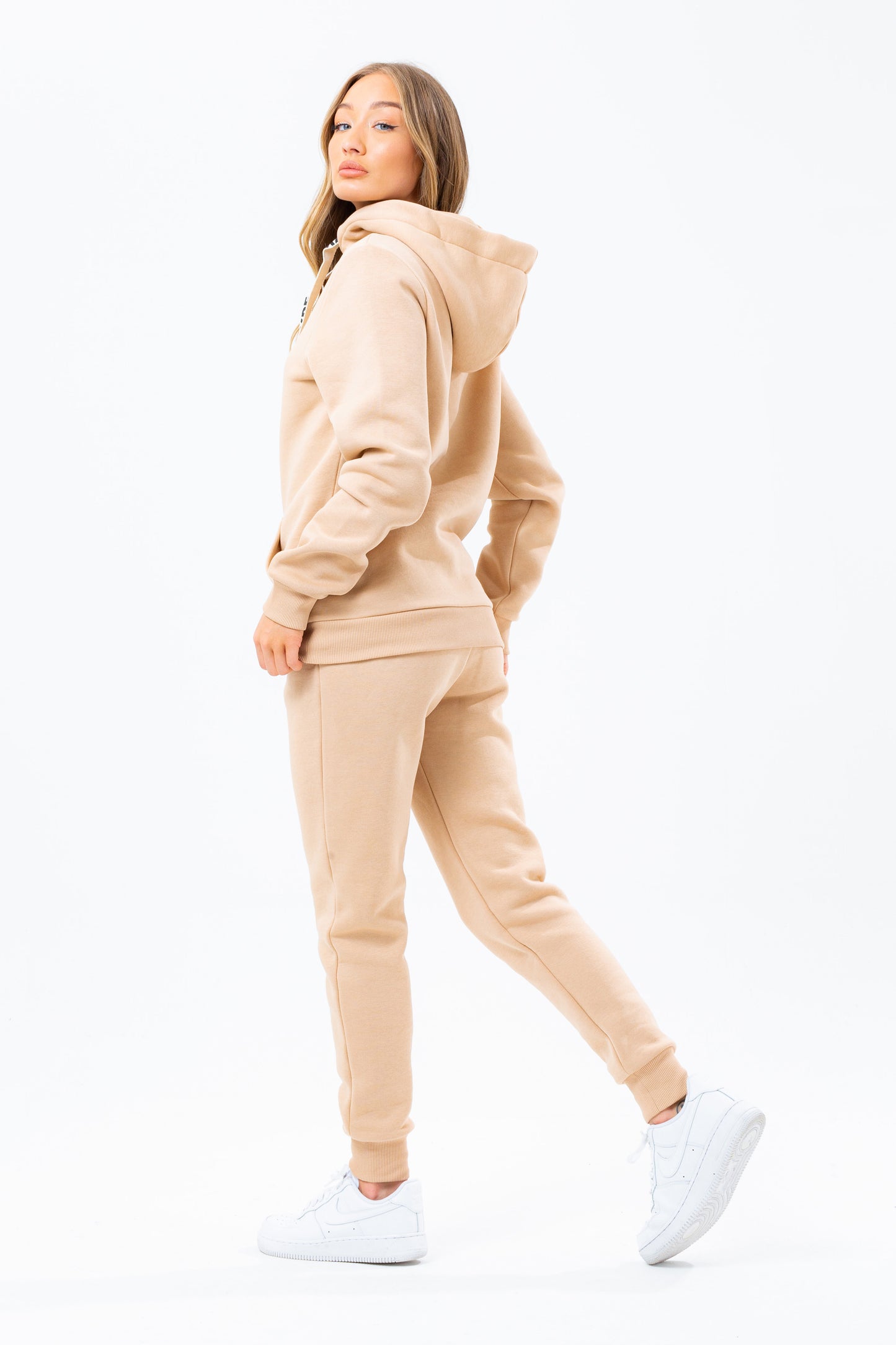 Hype Beige Drawstring Women'S Pullover Hoodie