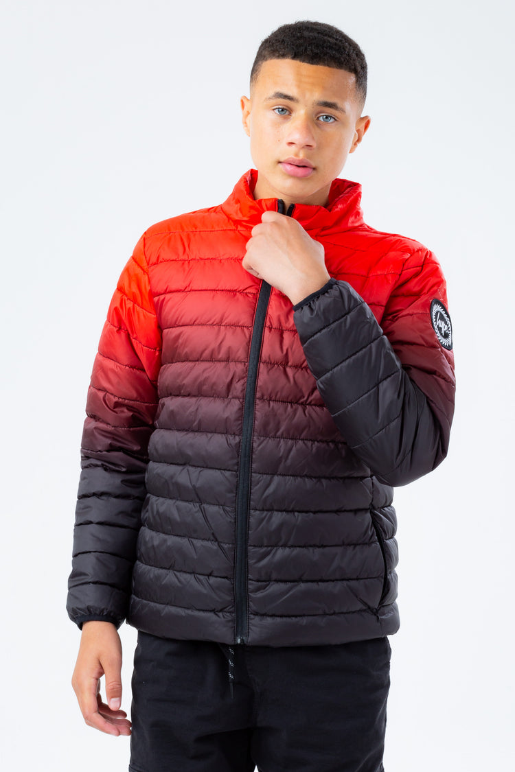 HYPE RED FADE BOYS PUFFER JACKET