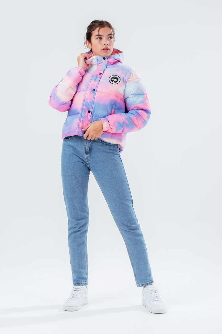 HYPE DOUBLE RAINBOW GIRLS CROPPED PUFFER JACKET