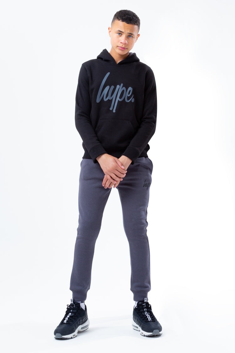 HYPE BLACK HOODIE AND CHARCOAL BOYS JOGGERS SET