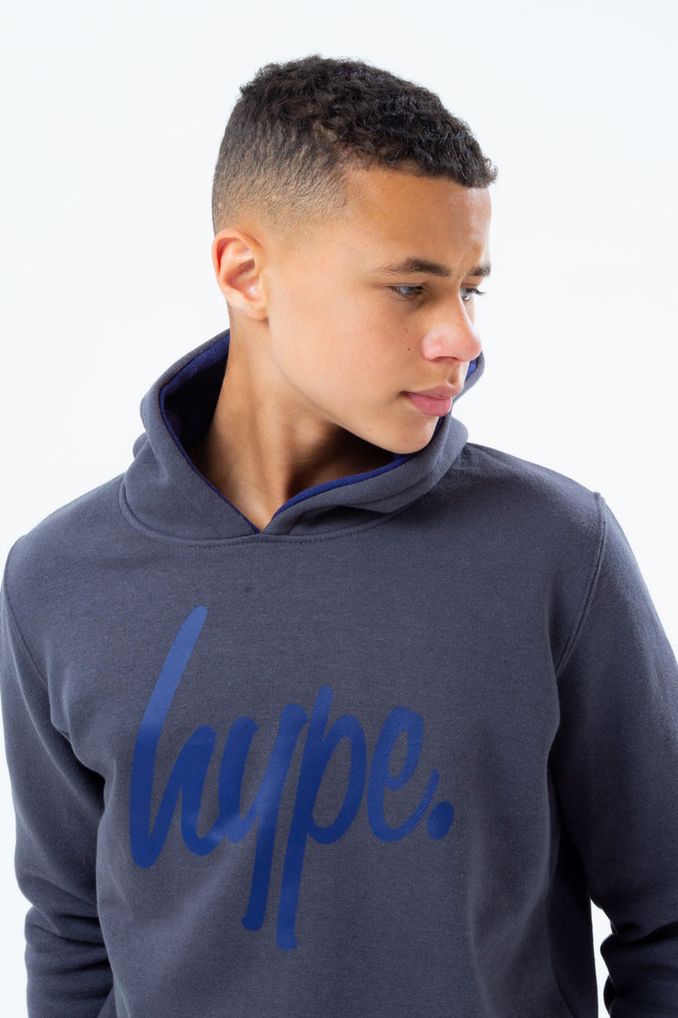 HYPE CHARCOAL HOODIE AND NAVY KIDS JOGGERS SET
