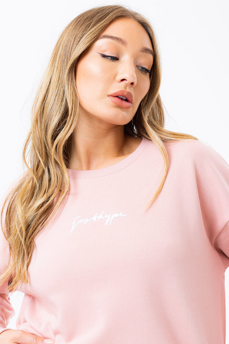 HYPE PINK SHORTS AND CREW NECK WOMEN'S  SET