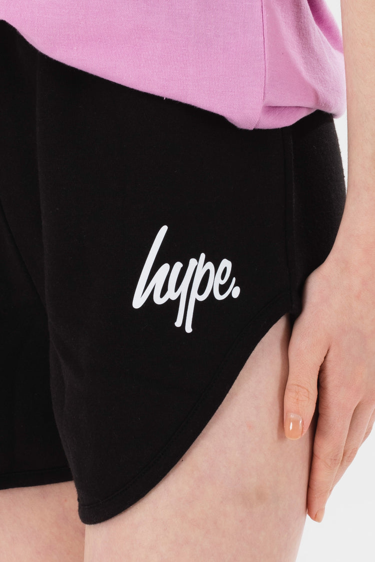 HYPE GIRLS BLACK AND PINK SCRIPT RUNNER SHORTS TWO PACK