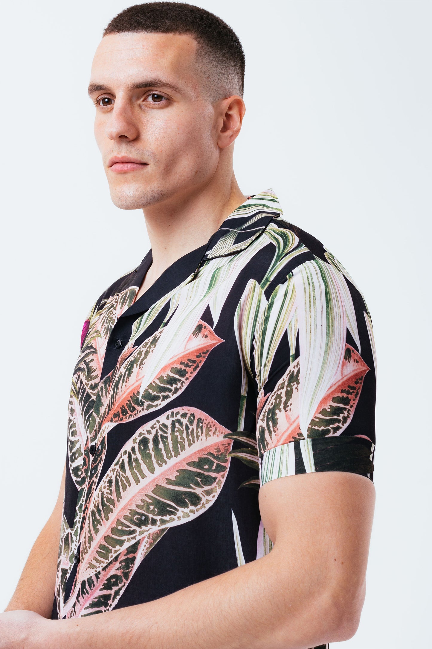 Hype Pink Palm Men'S Resort Shirt