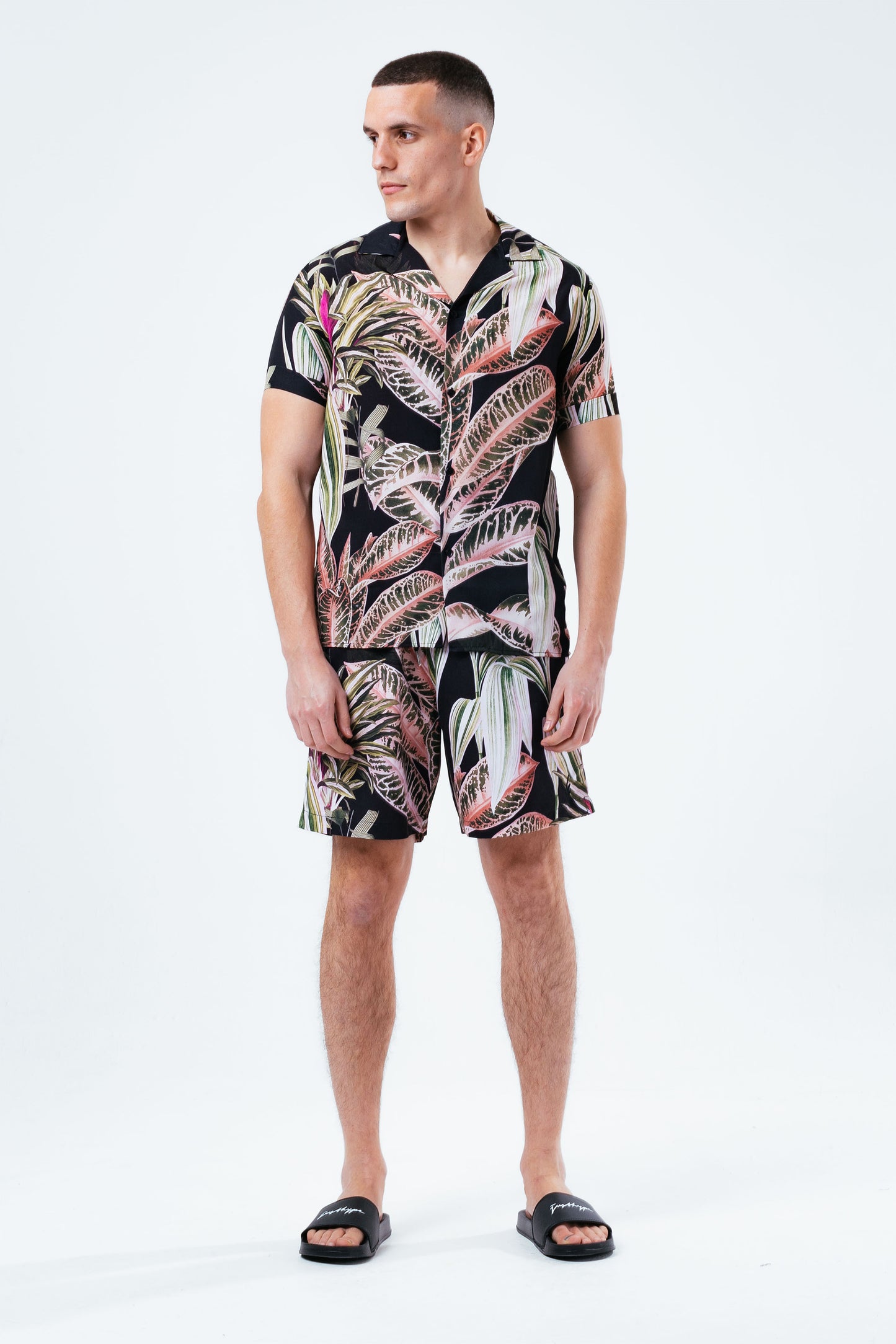 Hype Pink Palm Men'S Resort Shirt