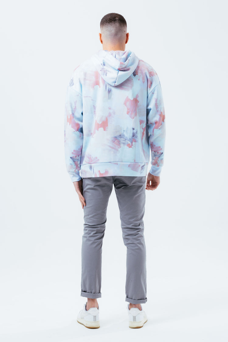 HYPE BLUE WATERCOLOUR MEN'S OVERSIZED PULLOVER HOODIE