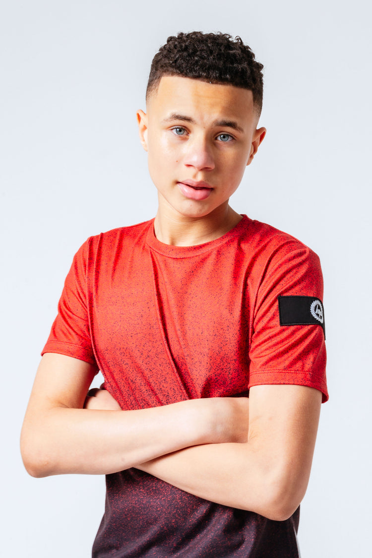 HYPE BLACK & RED SPECKLE FADE BOYS T-SHIRT