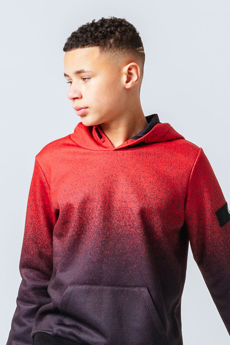 HYPE BLACK & RED SPECKLE FADE BOYS PULLOVER HOODIE