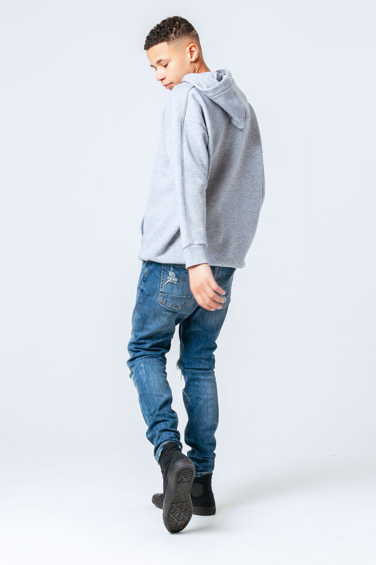 HYPE GREY BOYS OVERSIZED PULLOVER HOODIE