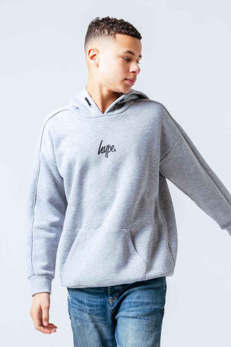 HYPE GREY BOYS OVERSIZED PULLOVER HOODIE