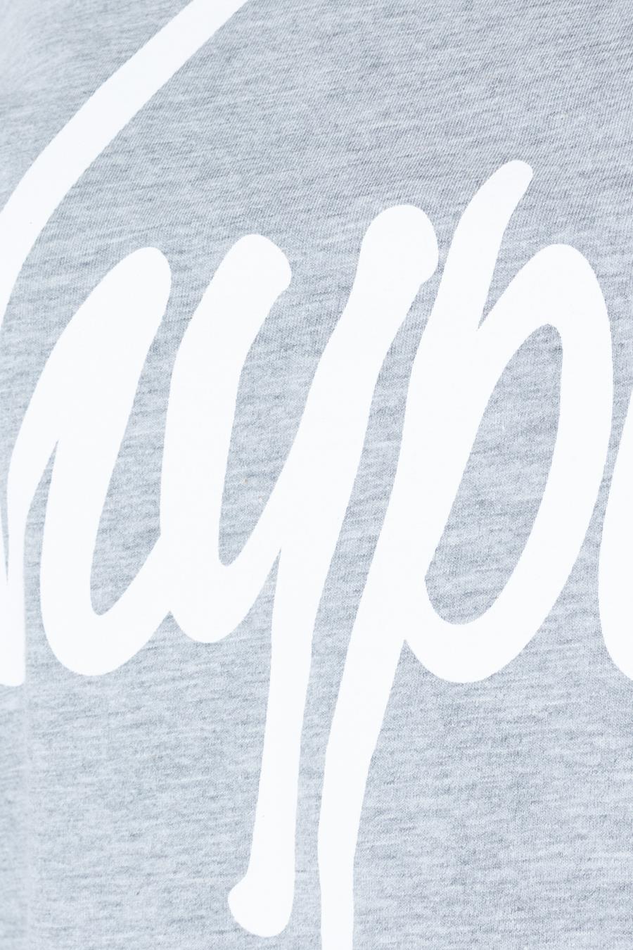 HYPE GREY WHITE SCRIPT KIDS CROP T-SHIRT