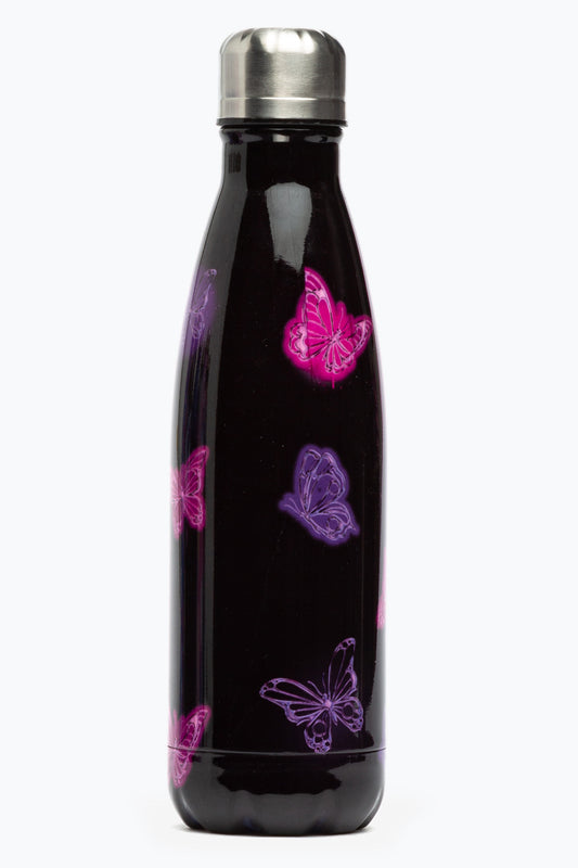 HYPE PINK AND PURPLE CHROME GLOW BUTTERFLY METAL BOTTLE