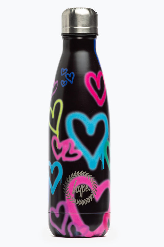 Hype Black Graffiti Heart Metal Bottle