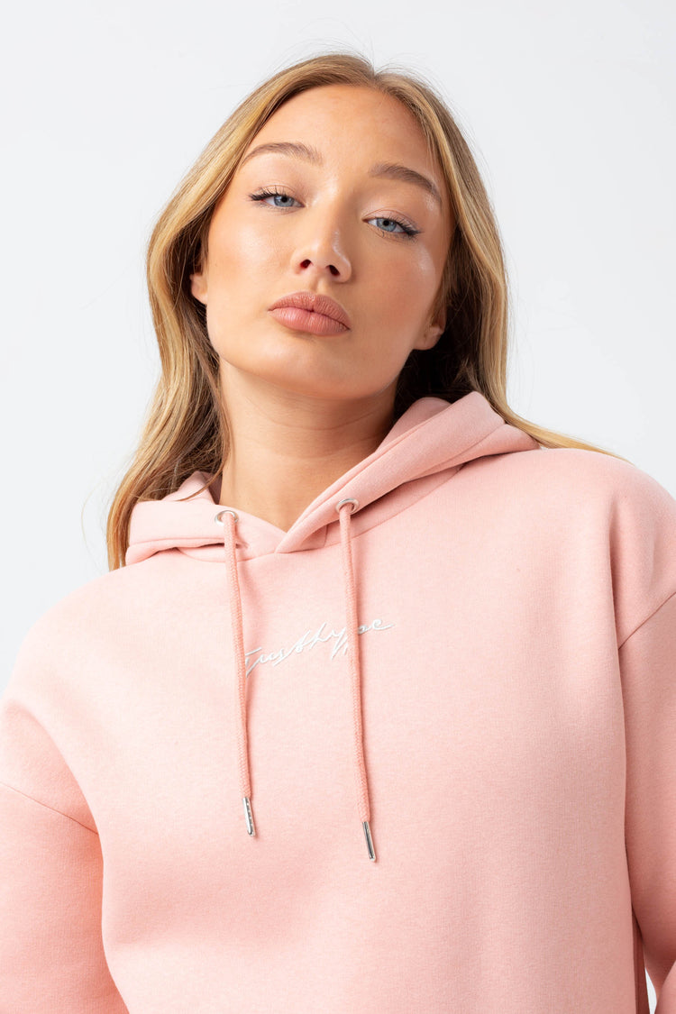 HYPE WOMENS MELLOW ROSE JUSTHYPE SCRIBBLE EMBROIDERY HOODIE