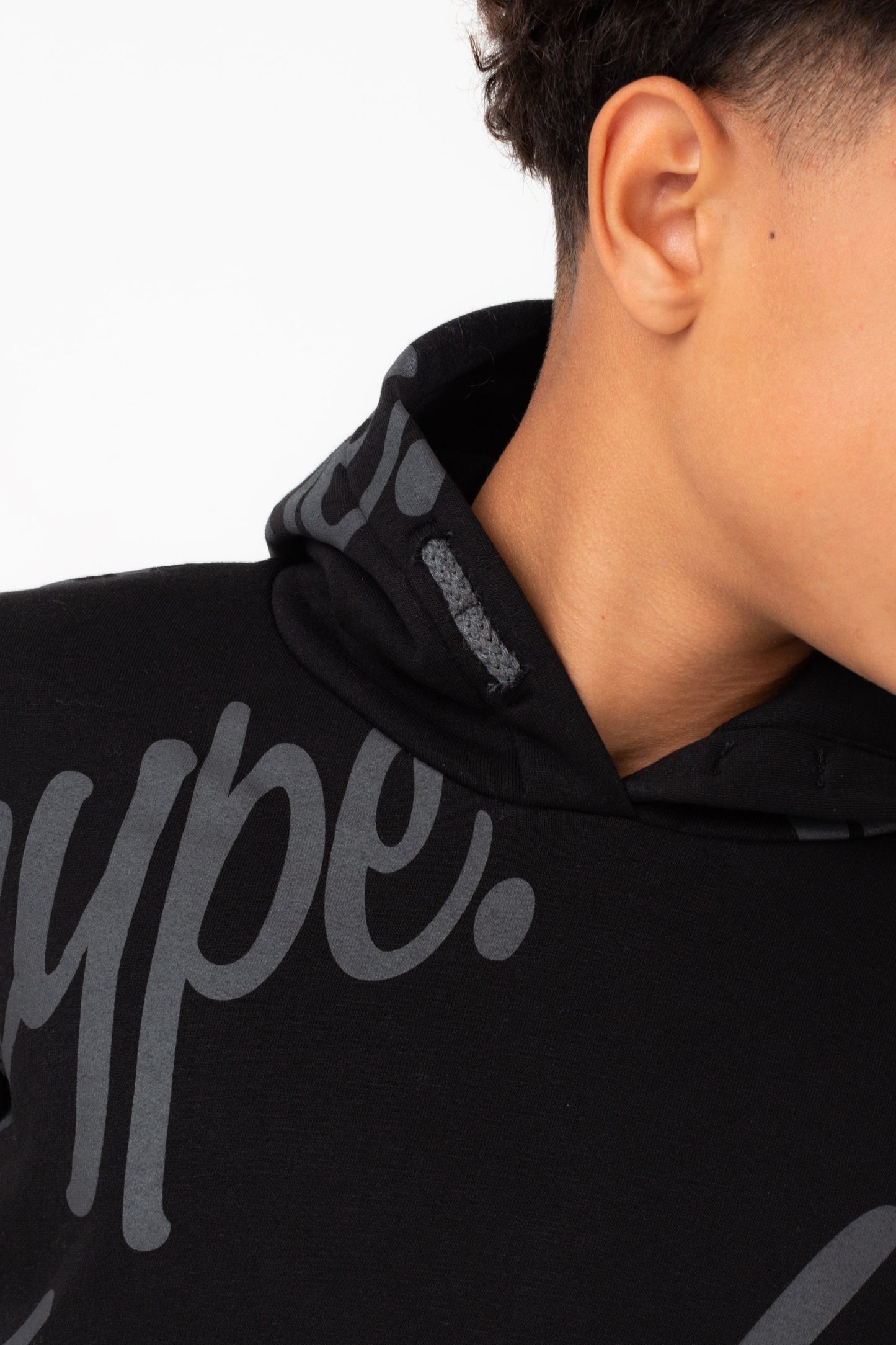 Hype Boys Black Hype Aop Script Hoodie