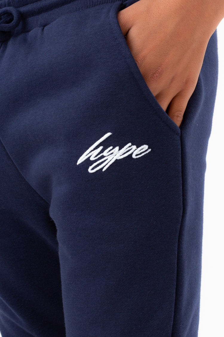 HYPE BOYS NAVY SCRIBBLE EMBROIDERED JOGGERS