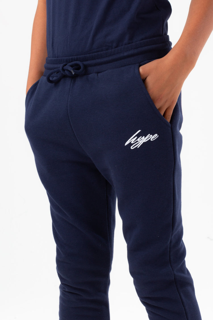 HYPE BOYS NAVY SCRIBBLE EMBROIDERED JOGGERS