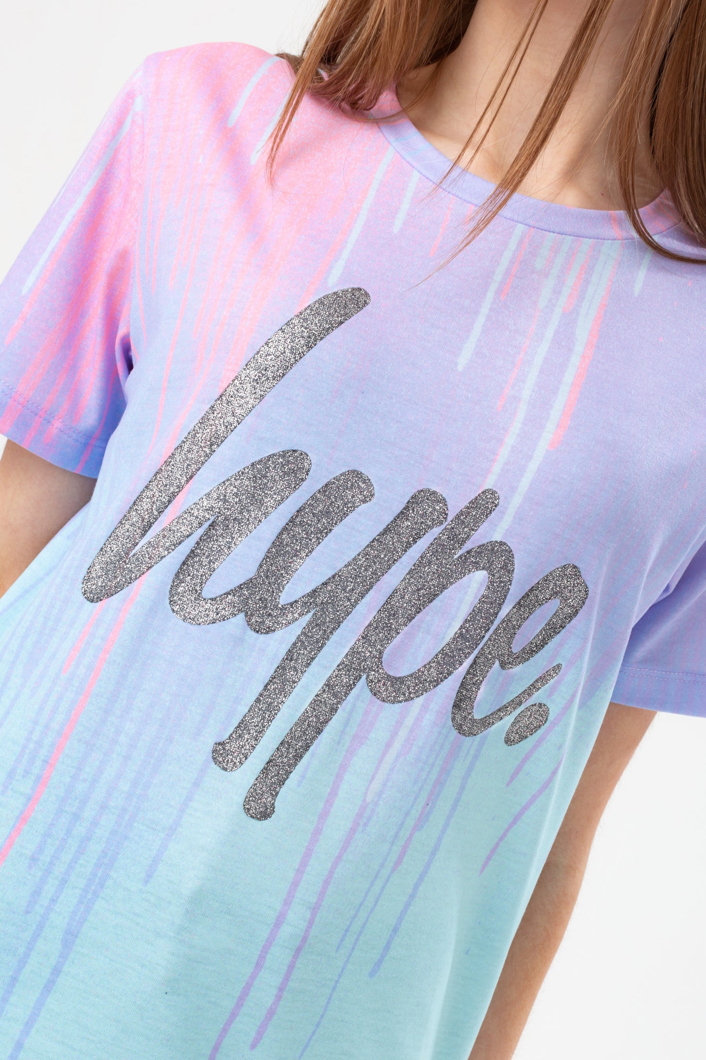 Hype Girls Mint Love Drips Glitter Script T-Shirt