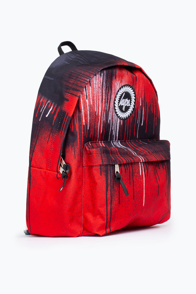 HYPE UNISEX RED BLACK DRIPS CREST BACKPACK