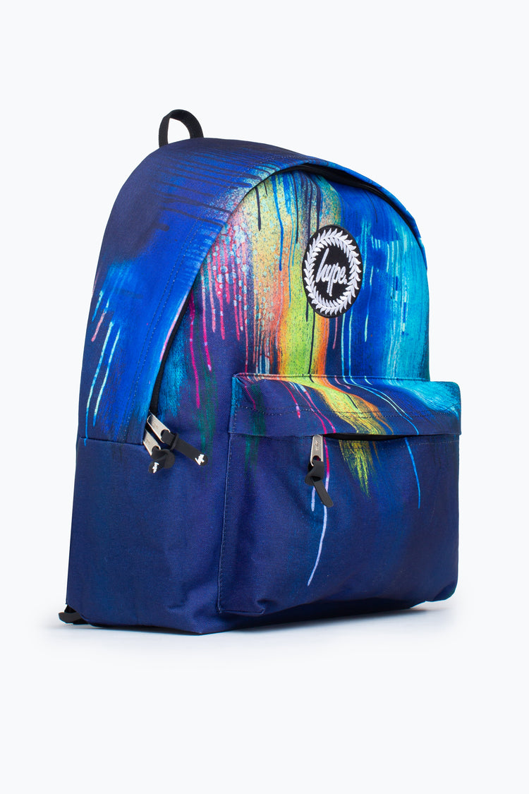 HYPE UNISEX NAVY WATERCOLOUR DRIPS CREST BACKPACK