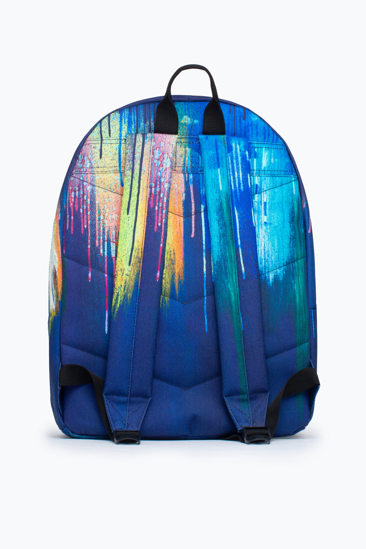 HYPE UNISEX NAVY WATERCOLOUR DRIPS CREST BACKPACK