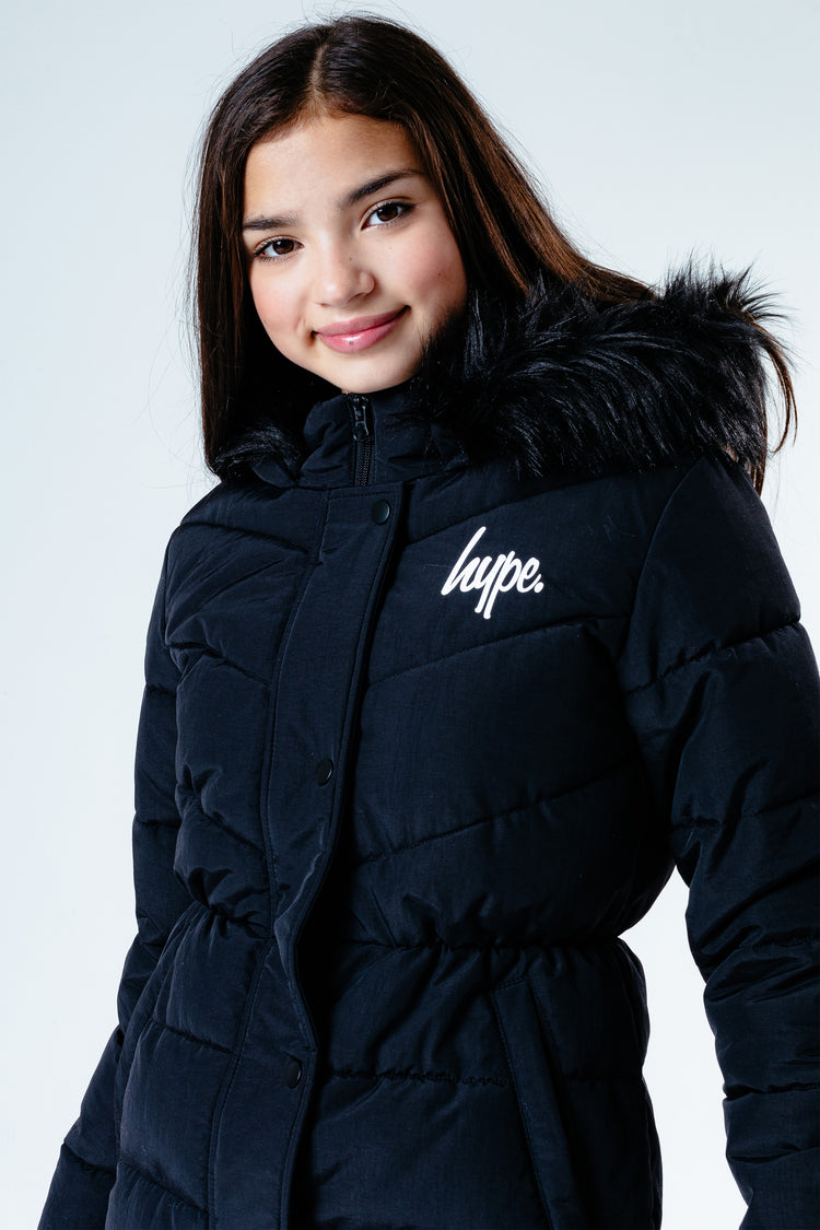 Hype Black Fitted Parka Kids Jacket